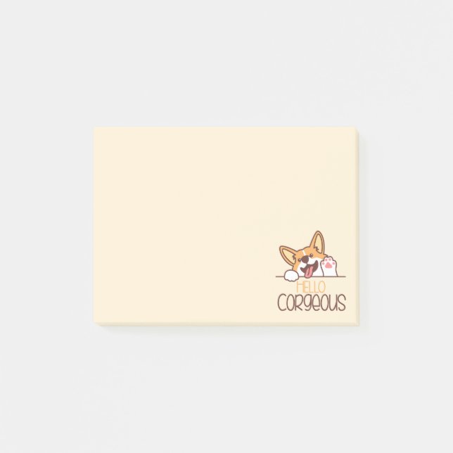 Niedlich Hello Corgi Dog Post-it Klebezettel (Vorderseite)