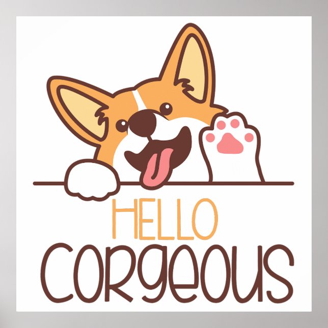 Niedlich Hello Corgi Dog Poster (Vorne)