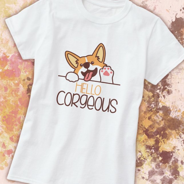 Niedlich Hello Corgi Dog T-Shirt (Von Creator hochgeladen)