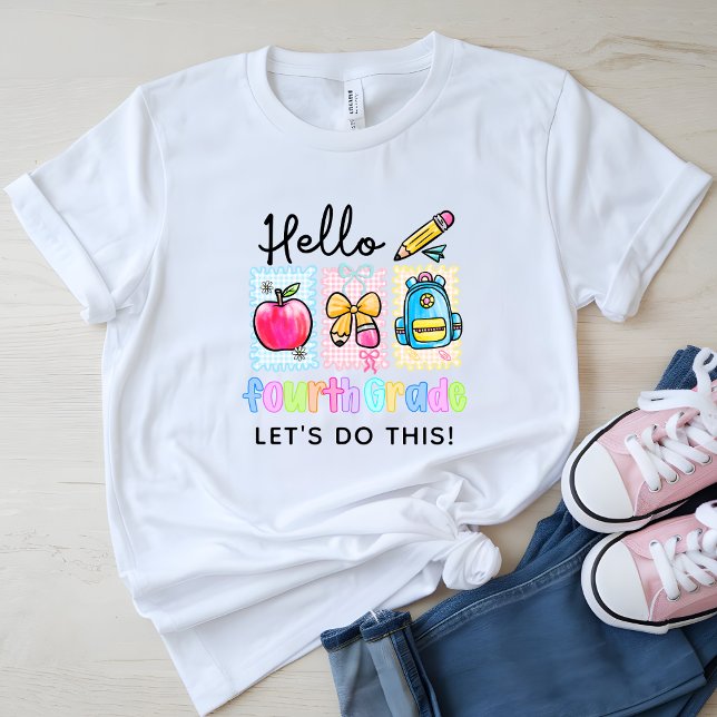 Niedlich Hello Fourth Grade Preppy T-Shirt (Von Creator hochgeladen)