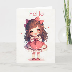 Niedlich Hello Girl Anime Feiertagskarte
