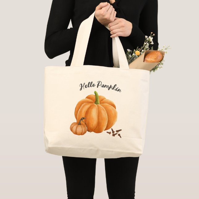 Niedlich Hello Pumpkin Gewürz Cosy Fall Jumbo Stoffbeutel (Vorderseite (Produkt))