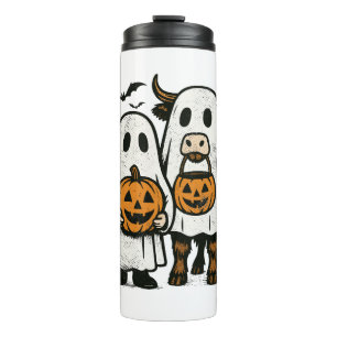 Niedlich Herbst Highland Cow Ghost Halloween Thermosbecher
