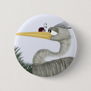 Niedlich Heron und Ladybug Button