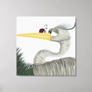 Niedlich Heron und Ladybug Leinwanddruck