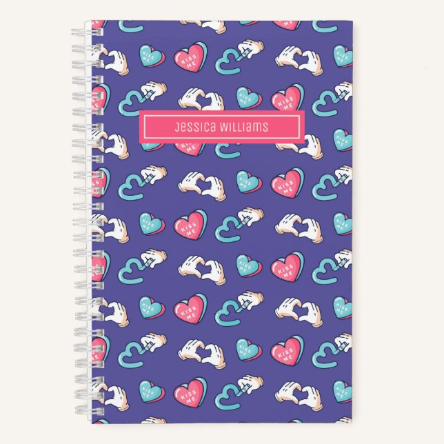 Niedlich herz Doodle Muster Retro Tee Liebe Lila Notizbuch (Vorderseite)