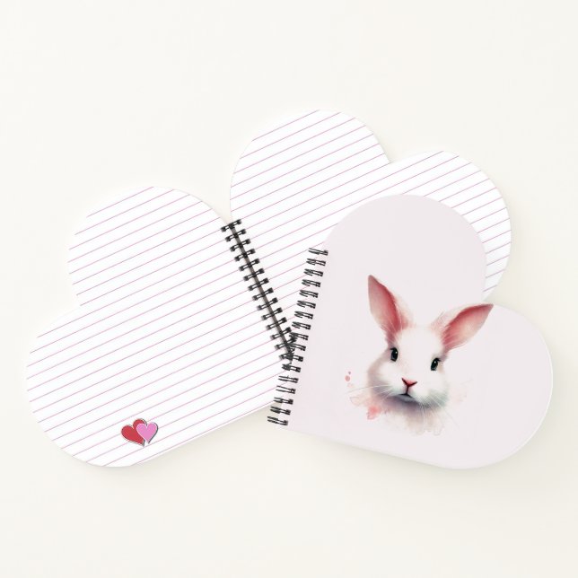 Niedlich herz-förmige Pastellfarben Pink Bunny Not Notizbuch (Innenseite)