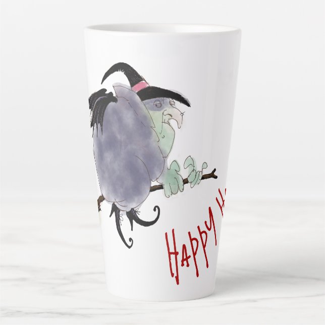 Niedlich Hexe auf ihrem Besenstiel Halloween LM Milchtasse (Vorderseite)