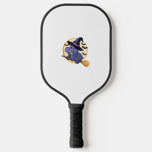 Niedlich Hexe Hippo Moo Deng Halloween Broom Ride  Pickleball Schläger