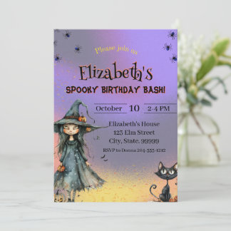 Niedlich Hexe Spooky Halloween Geburtstag Einladung