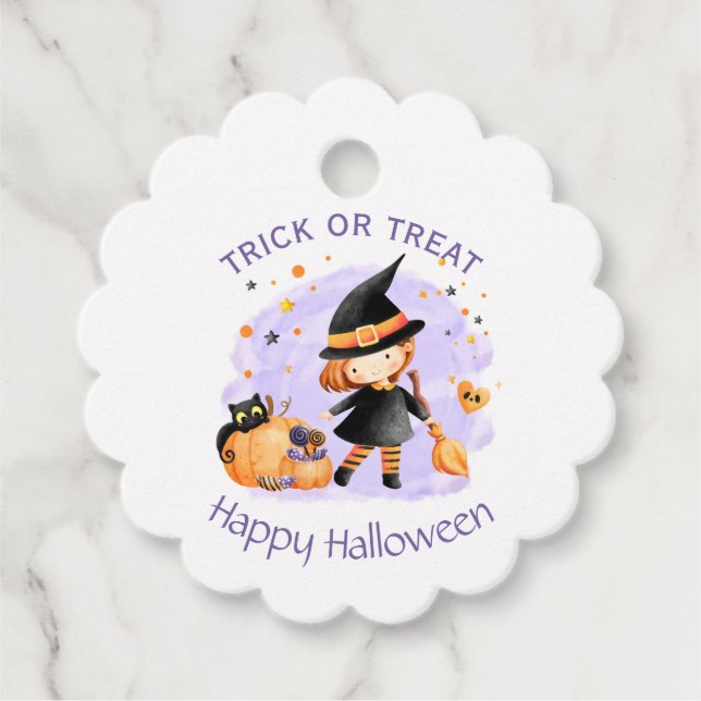 Niedlich Hexenfröhliche Halloween-Liebesmarken Geschenkanhänger (Vorderseite)