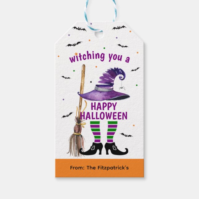 Niedlich Hexenhappy Halloween Kids Party Beutel Ta Geschenkanhänger (Vorderseite)