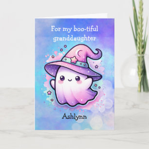 Niedlich-Hexenhut-Ghost-Halloween-Enkelin Karte