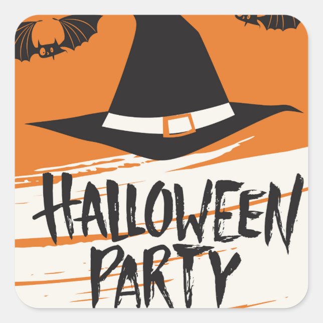 Niedlich-Hexenhut-Halloween-Party Quadratischer Aufkleber (Vorderseite)