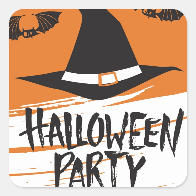 Niedlich-Hexenhut-Halloween-Party Quadratischer Aufkleber (Vorderseite)
