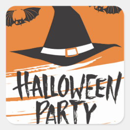 Niedlich-Hexenhut-Halloween-Party Quadratischer Aufkleber