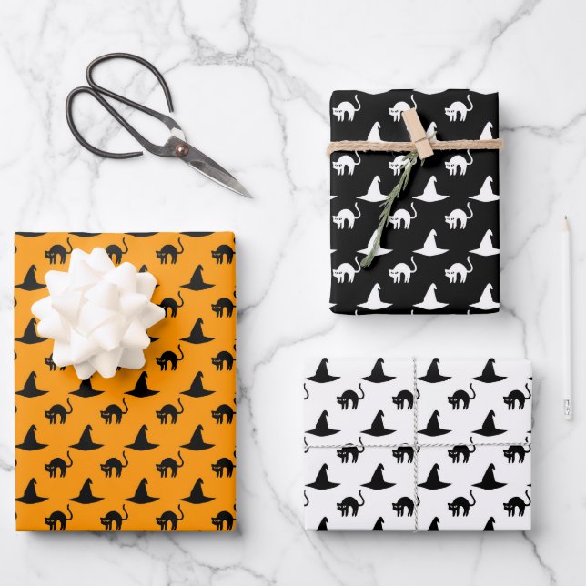 Niedlich-Hexenhutmuster Geschenkpapier Set (Vorderseite)