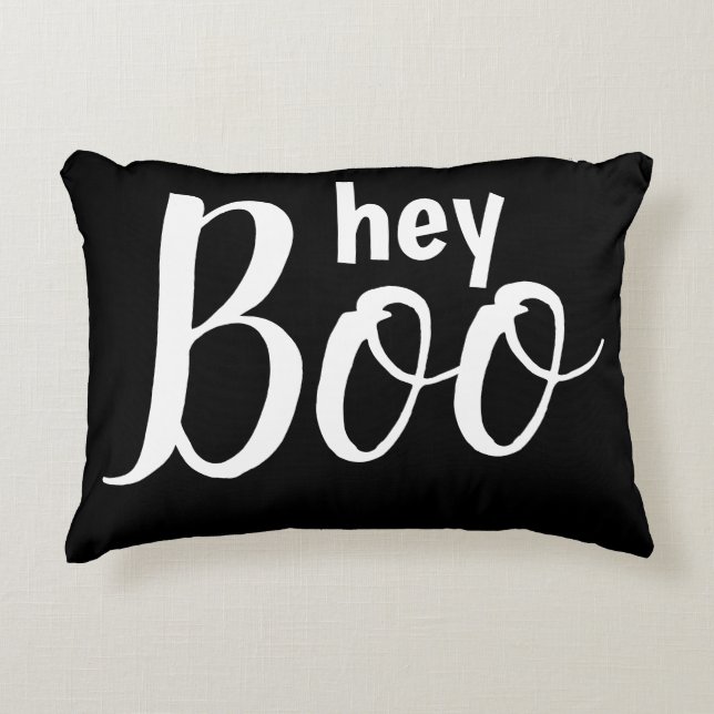 Niedlich Hey Boo Black Halloween Dekor Dekokissen (Vorderseite)