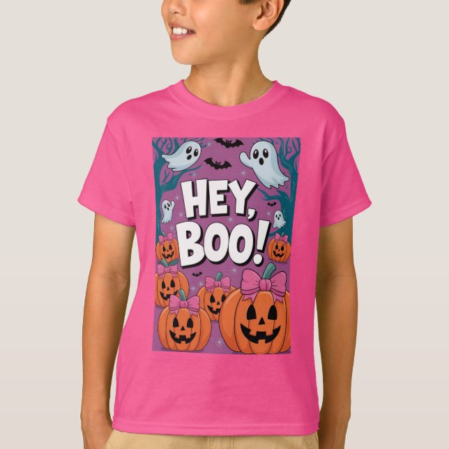 Niedlich Hey Boo Funny Ghost Halloween T - Shirt (Vorderseite)