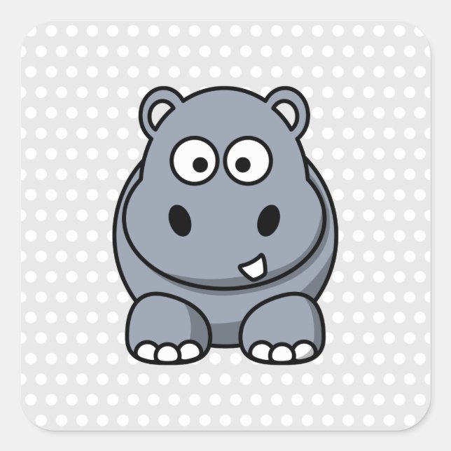 Niedlich Hippo Quadratischer Aufkleber (Vorderseite)