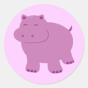 Niedlich Hippo Runder Aufkleber