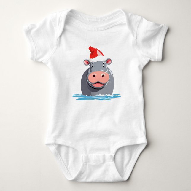 Niedlich HIPPO Safari Weihnachtskostüm Squad Baby Strampler (Vorderseite)