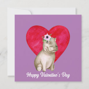 Niedlich Hippo Valentine Karte