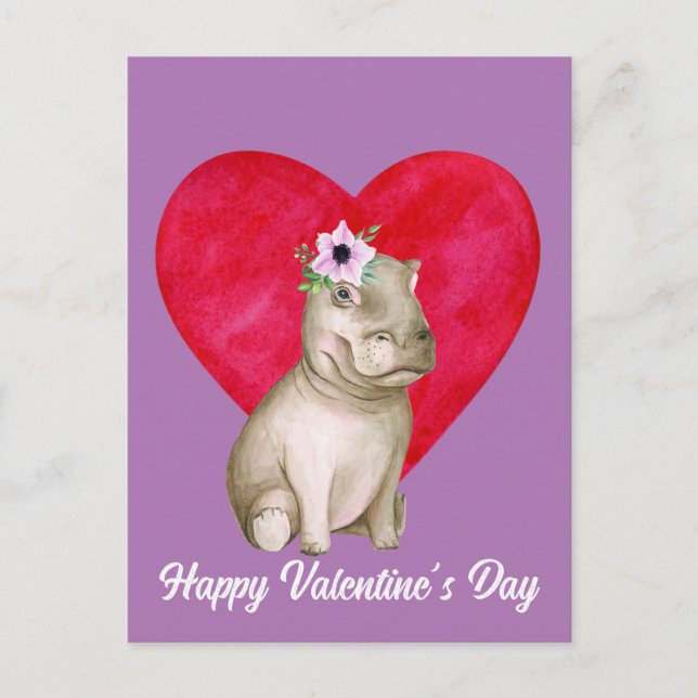 Niedlich Hippo Valentine Postkarte (Vorderseite)