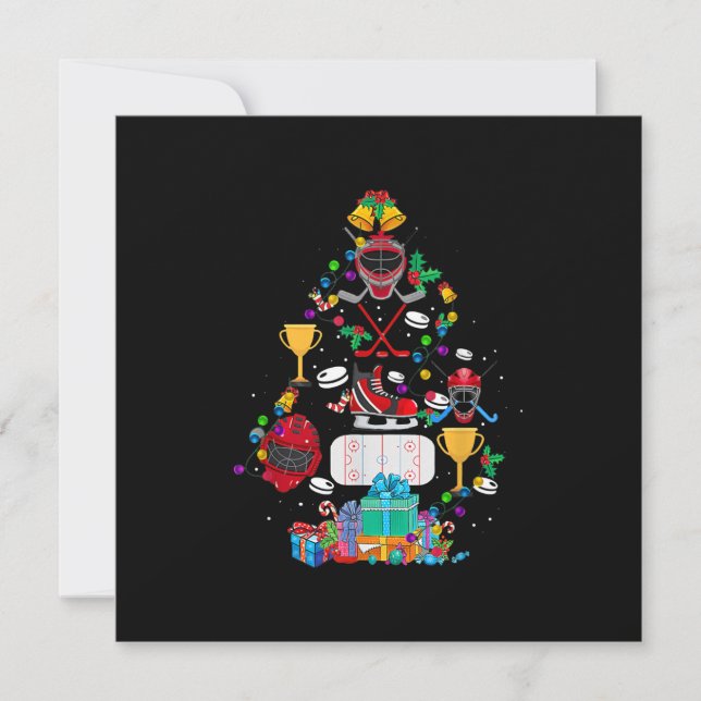 Niedlich Hockey Weihnachtsbaum Funny Gift Boy Einladung (Vorderseite)