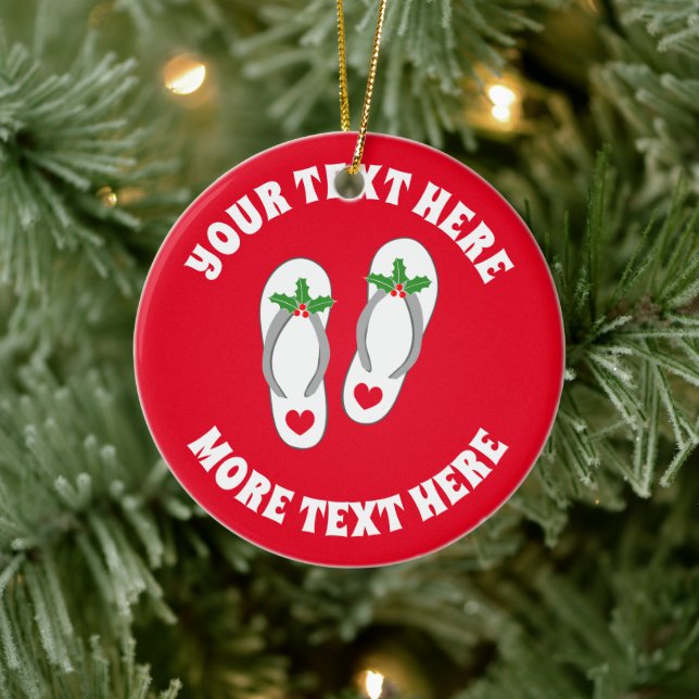 Niedlich Holiday Beach Slipper Weihnachtsbaumschmu Keramik Ornament (Baum)