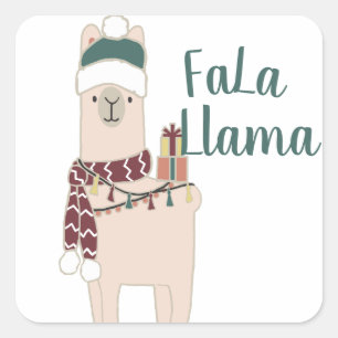 Niedlich Holiday Fa La Llama Design Quadratischer Aufkleber