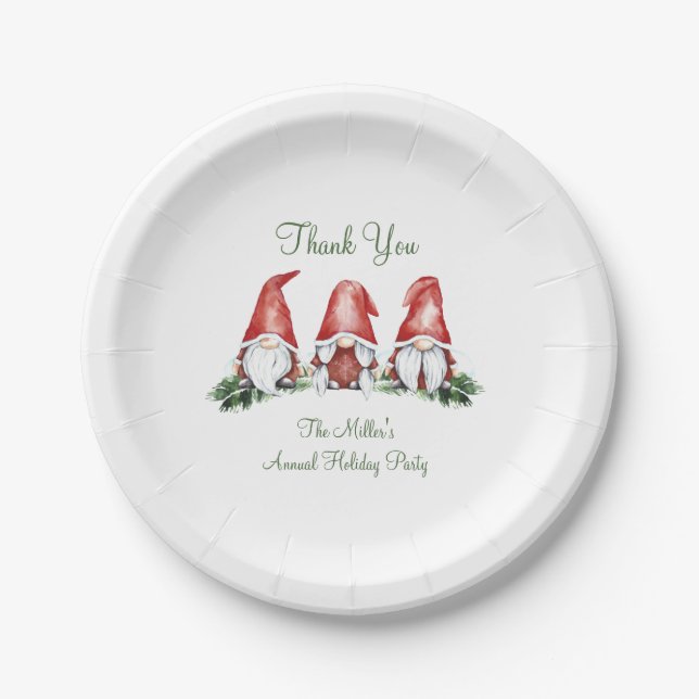 Niedlich Holiday Gnome, vielen Dank für den Rundau Pappteller (Vorderseite)