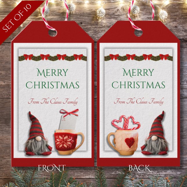 Niedlich Holiday Gnome Weihnachtsgeschenke Tags Geschenkanhänger (Cute Holiday Gnome Christmas Gift Tag)