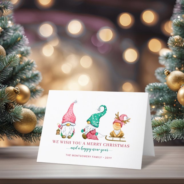 Niedlich Holiday Gnomes Weihnachten (Cute Holiday Gnomes Christmas Card)