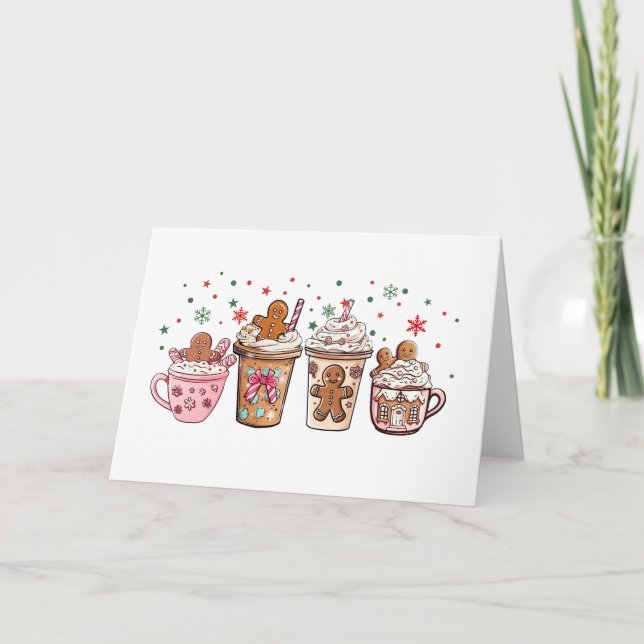 Niedlich Holiday Heiße Schokolade Lebkuchen Weihna Karte (Vorderseite)