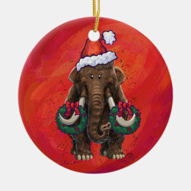 Niedlich Holiday Mastodon Keramik Ornament (Vorne)