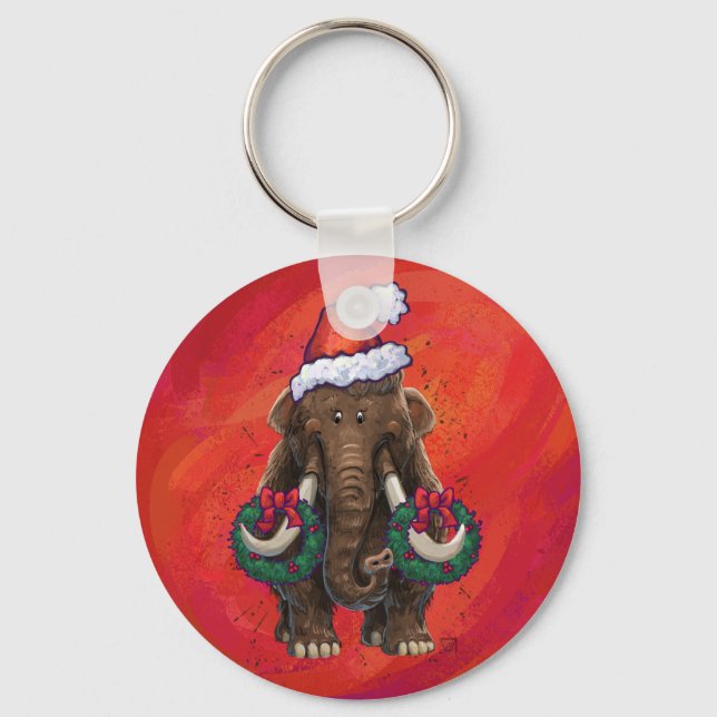 Niedlich Holiday Mastodon Schlüsselanhänger (Vorderseite)
