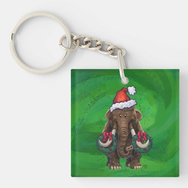 Niedlich Holiday Mastodon Schlüsselanhänger (Vorderseite)
