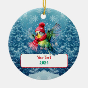 Niedlich Holiday Parakeet Keramik Ornament