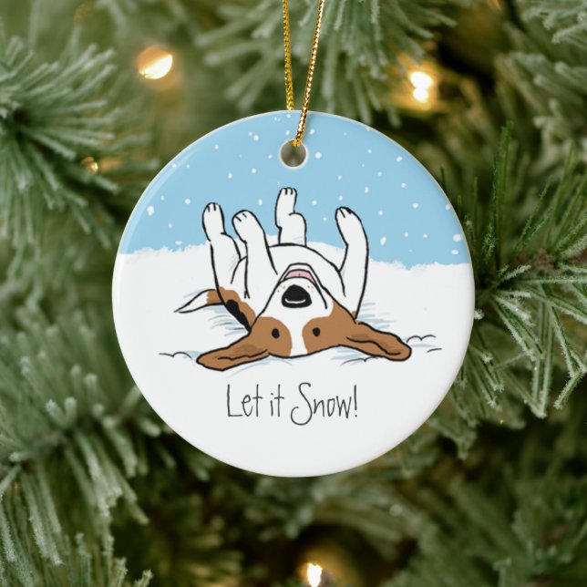 Niedlich Holiday Snow Beagle Happy Dog Weihnachten Keramikornament (Baum)