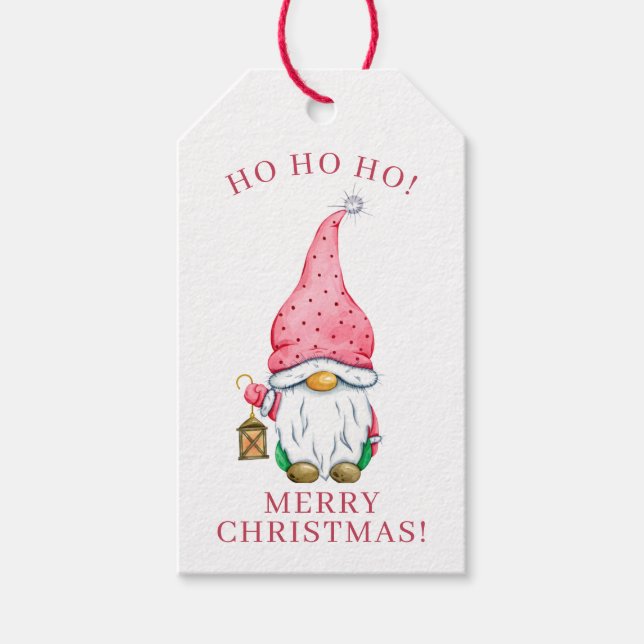 Niedlich Holiday Weihnachten Gnome Personalisiert Geschenkanhänger (Vorderseite)