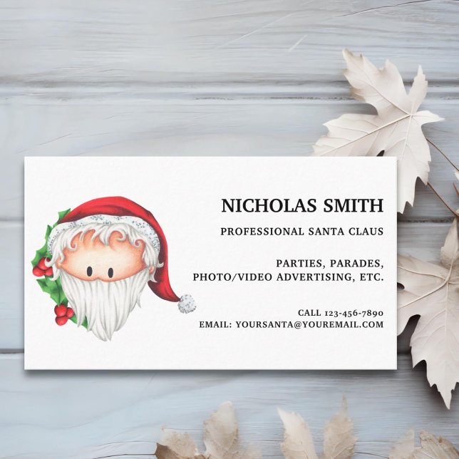 Niedlich Holly Christmas Santa Claus Visitenkarte (Von Creator hochgeladen)