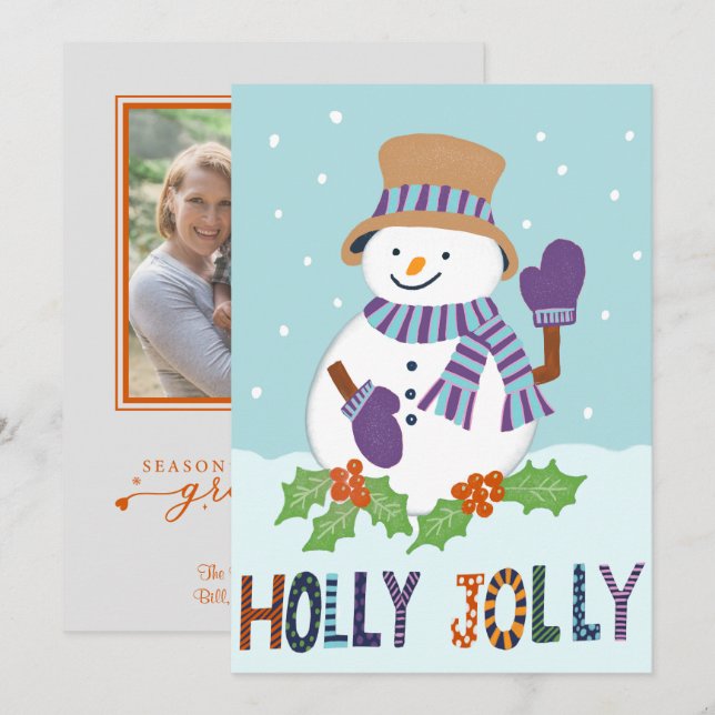 Niedlich Holly Jolly Snowman Weihnachtsfeiertag Fo (Vorne/Hinten)