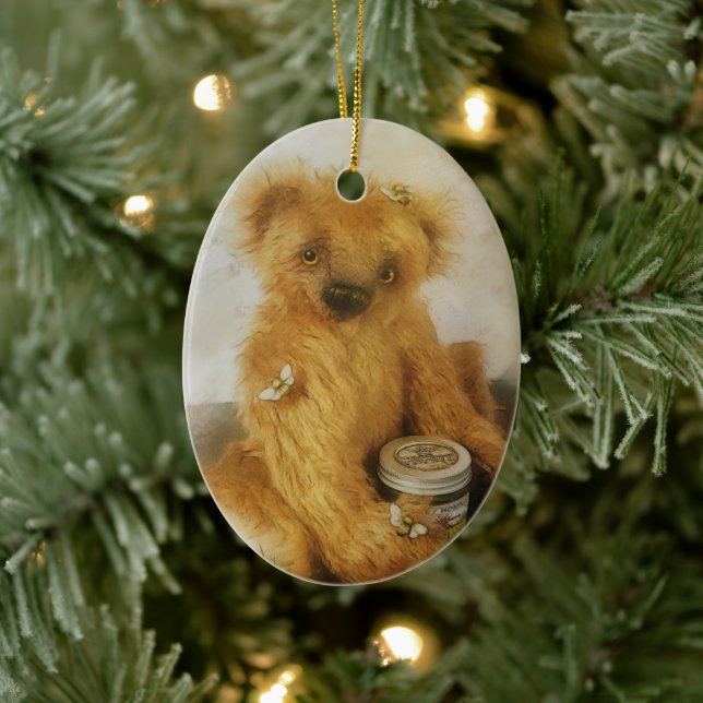 Niedlich Honey Bear Teddy Personalisiert Keramik Ornament (Baum)