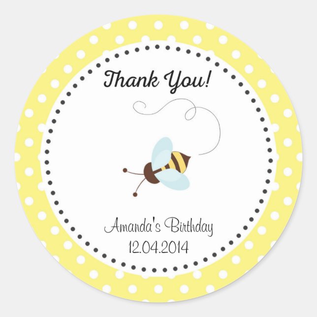 Niedlich Honey Bee Birthday Sticker (Vorderseite)