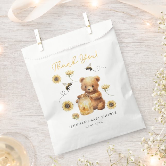 Niedlich Honey Bee Teddy Bear Floral Baby Dusche Geschenktütchen (Ausgeschnitten)