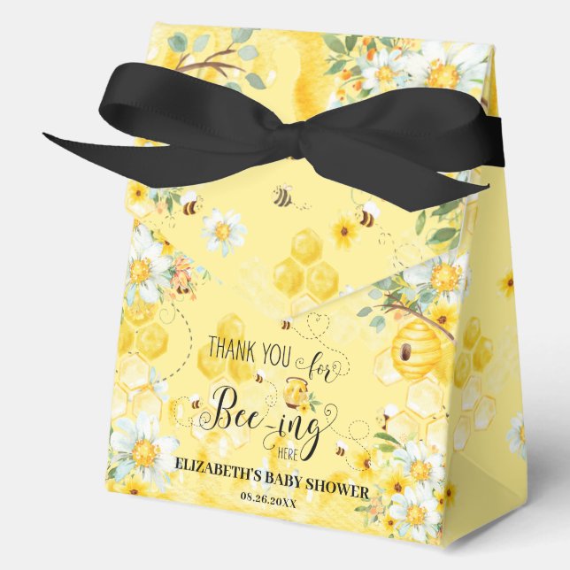 Niedlich Honey Bees Yellow Floral Baby Shower Brid Geschenkschachtel (Vorderseite)