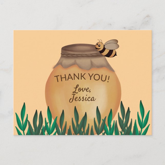 Niedlich Honeypot und Bumblebee Baby Dusche Vielen Postkarte (Vorderseite)