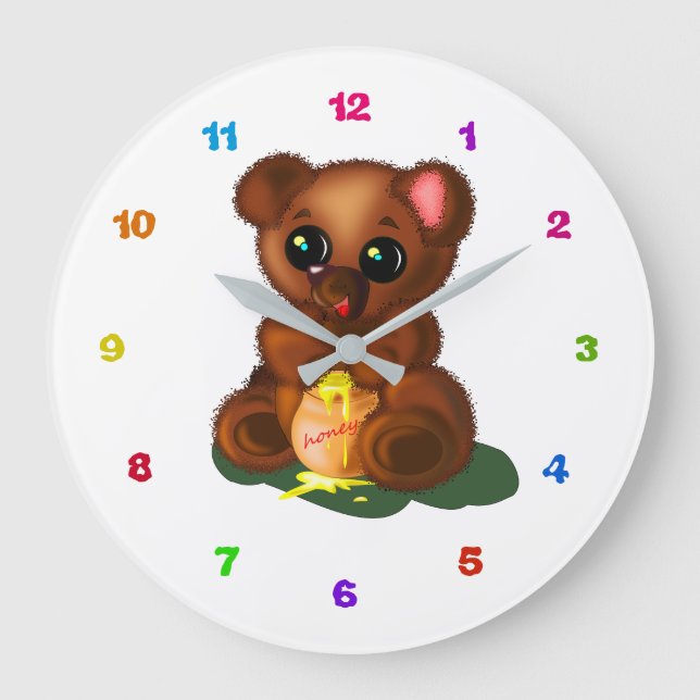 Niedlich Honigbär - Große Wanduhr (Vorderseite)