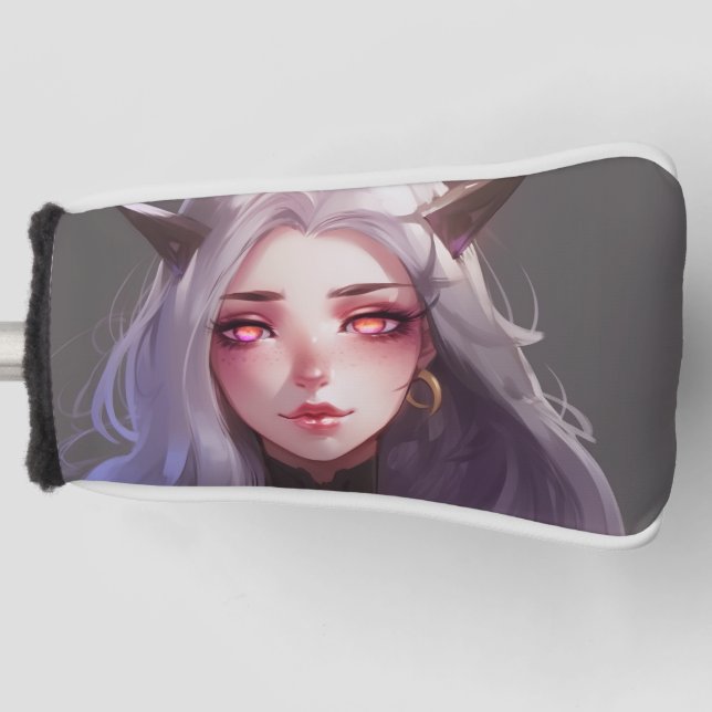 Niedlich Horned Warrior Anime Girl Golf Headcover (Vorderseite)